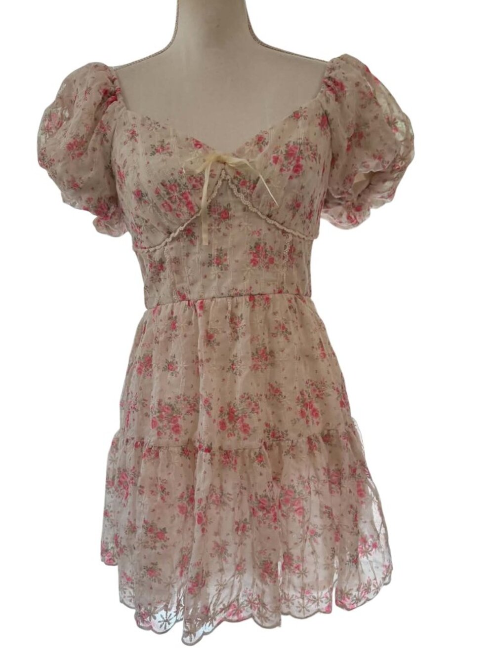 Altar'd State Floral Puff Sleeve Mini Dress